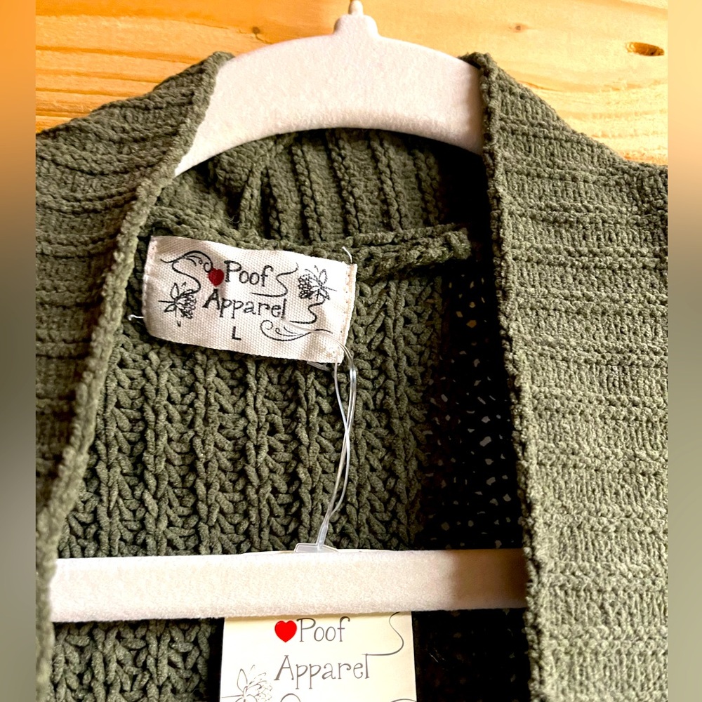 Green knit cardigan L new with tags